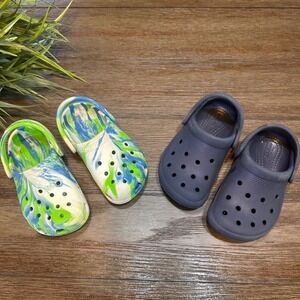 Crocs Bundle of 2 Baby Size C7 Blue Marble Lightweight Comfort Slip On Shoes